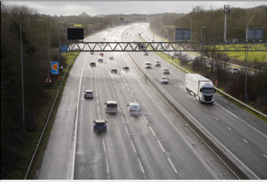 Heavy traffic on the M25 in the rain, part of The Full Journey project by Glosszoom